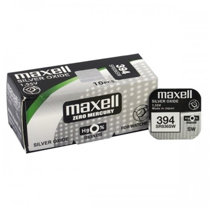 Attēls no BAT394.MX1; 394 baterijas 1.55V Maxell sudraba-oksīda SR936SW, 380 iepakojumā 1 gb.