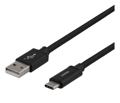 Attēls no Mob. telefono kabelis DELTACO USB 2.0, "A-C", 60W, 3A, 2m, juodas / USBC-1134M