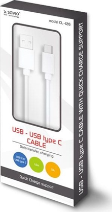 Attēls no Kabel USB Savio USB-A - 1 m Biały (SAVIO CL-126)