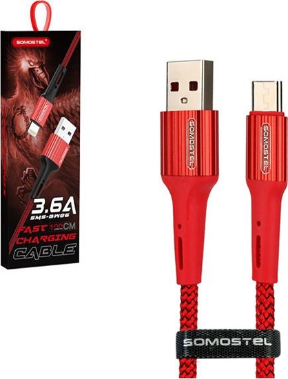 Изображение Kabel USB Somostel USB-A - 1 m Czerwony (25696)