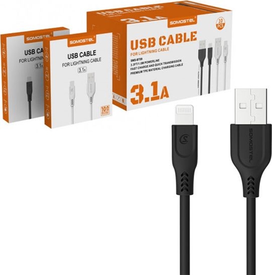 Изображение Kabel USB Somostel USB-A - Lightning 1 m Czarny (25713)