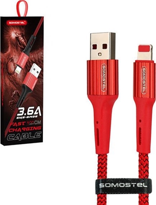 Attēls no Kabel USB Somostel USB-A - Lightning 1 m Czerwony (25927)
