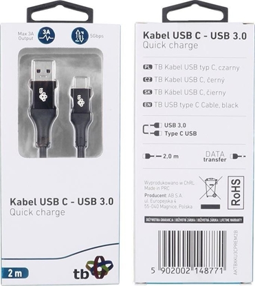 Attēls no Kabel USB TB Print USB-A - USB-C 2 m Czarny (1_791088)