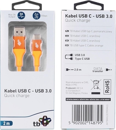 Attēls no Kabel USB TB Print USB-A - USB-C 2 m Pomarańczowy (1_791105)