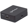 Изображение Manhattan HDMI Splitter 2-Port , 1080p, Black, Displays output from x1 HDMI source to x2 HD displays (same output to both displays), USB-A Powered (cable included, 0.7m), Three Year Warranty, Retail Box