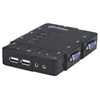 Изображение Manhattan KVM Switch Compact 4-Port, 4x USB-A, Cables included, Audio Support, Control 4x computers from one pc/mouse/screen, Black, Lifetime Warranty, Boxed