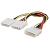 Изображение Manhattan Power Y Cable, 5.25" Male to dual 5.25" Female, 4-pin Molex, 20cm, Lifetime Warranty, Polybag