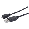 Изображение Manhattan USB-A to Micro-USB Cable, 1.8m, Male to Male, Black, 480 Mbps (USB 2.0), Equivalent to Startech UUSBHAUB6, Hi-Speed USB, Lifetime Warranty, Polybag