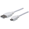 Picture of Manhattan USB-A to Micro-USB Cable, 1m, Male to Male, White, 480 Mbps (USB 2.0), Equivalent to USBPAUB1MW, Hi-Speed USB, Lifetime Warranty, Polybag