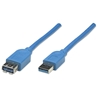 Изображение Manhattan USB-A to USB-A Extension Cable, 2m, Male to Female, Blue, 5 Gbps (USB 3.2 Gen1 aka USB 3.0), Equivalent to USB3SEXT2MBK (except colour), SuperSpeed USB, Lifetime Warranty, Polybag