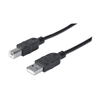 Изображение Manhattan USB-A to USB-B Cable, 1.8m, Male to Male, Black, 480 Mbps (USB 2.0), Equivalent to USB2HAB2M (except 20cm shorter), Hi-Speed USB, Lifetime Warranty, Polybag