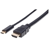 Изображение Manhattan USB-C to HDMI Cable, 4K@30Hz, 2m, Black, Male to Male, Three Year Warranty, Polybag