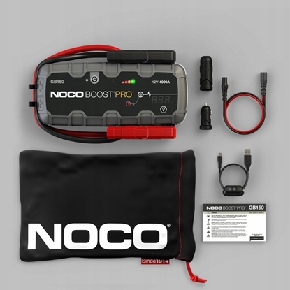 Picture of NOCO GB150 Boost 12V 3000A Jump Starter starter device with integrated 12V/USB battery