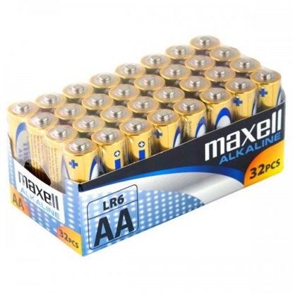 Attēls no BATAA.ALK.MX32; LR6/AA baterijas 1.5V Maxell Alkaline MN1500/E91 iepakojuma 32 gb.