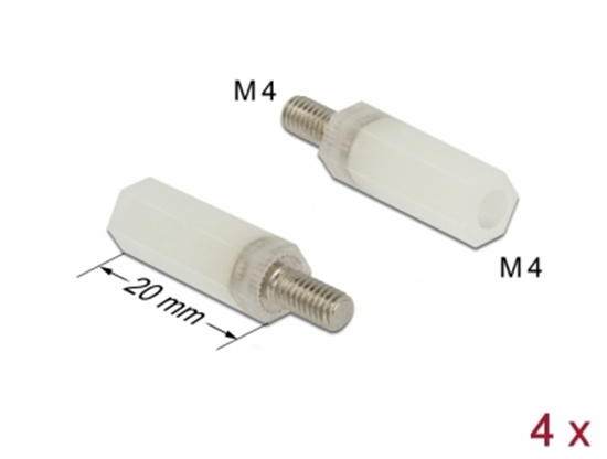 Изображение Delock Standoff M4 x M4, hexagon, inside / outside, 20 mm natural 4 pcs