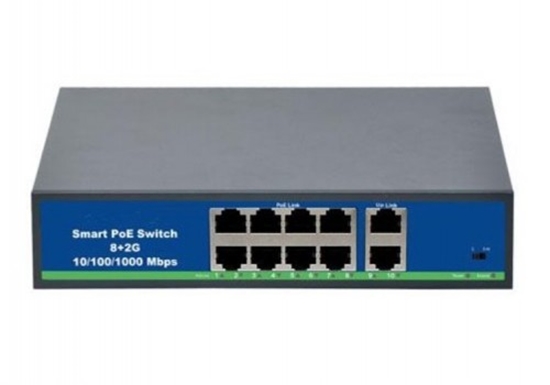 Изображение PoE komutators (switch) 8 porti 100Mbps + uplink 2 porti 1000Mbps