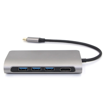 Изображение RoGer USB-C HUB 8in1 with USB-C PD / USB 3.0 x2 / RJ45 / HDMI / SD / TF card reader