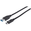 Изображение Manhattan USB-C to USB-A Cable, 50cm, Male to Male, Black, 10 Gbps (USB 3.2 Gen2 aka USB 3.1), 3A (fast charging), Equivalent to USB31AC50CM, SuperSpeed+ USB, Lifetime Warranty, Polybag