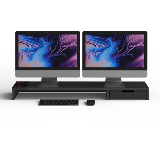 Picture of POUT EYES9 - All-in-one wireless charging & hub station for dual monitors, Maple Black