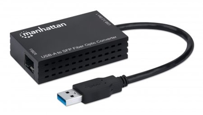 Attēls no Manhattan USB-A to SFP Fibre Optic Converter, 5 Gbps (USB 3.2 Gen1 aka USB 3.0), Gigabit (1000 Mbps) Ethernet Optical Network Connection, Open SFP Slot, Equivalent to US1GA30SFP, SuperSpeed USB, Fiber, Black, Three Year Warranty