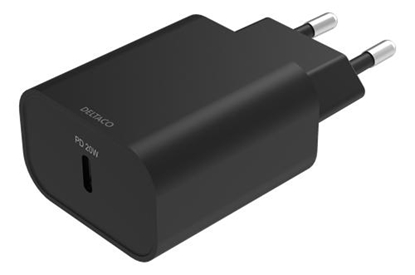 Attēls no Adapteris DELTACO USB-C PD, 100-240 V, 20 W, juodas / USBC-AC143