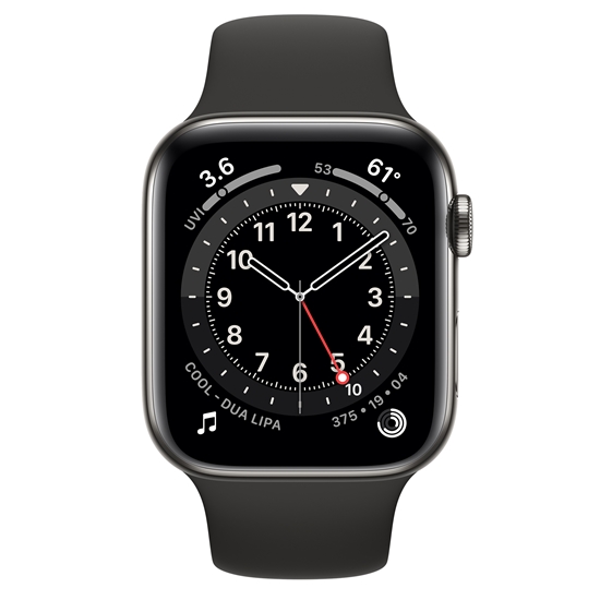 Изображение Apple Watch Series 6 44mm Stainless steel GPS+Cellular Graphite (lietots, stāvoklis A)