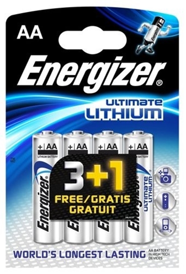 Picture of BATAA.EUL4; R6/AA baterijas 1.5V Energizer Ultimate Lithium litija L91 iepakojumā 4 gb.