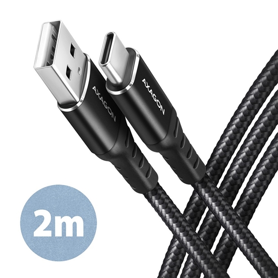 Picture of BUCM-AM20AB Kabel USB-C - USB-A, 2m, USB 2.0, 3A, ALU, oplot, Czarny