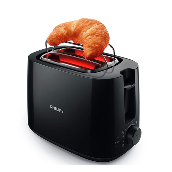 Picture of Philips Daily Collection Toaster HD2583/90, Plastic, 2-slot, bun warmer, sandwich rack, black