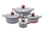 Изображение PROMIS Set of pots GRANITE, saucepan 16 cm, pots 20,24,28 brown handles