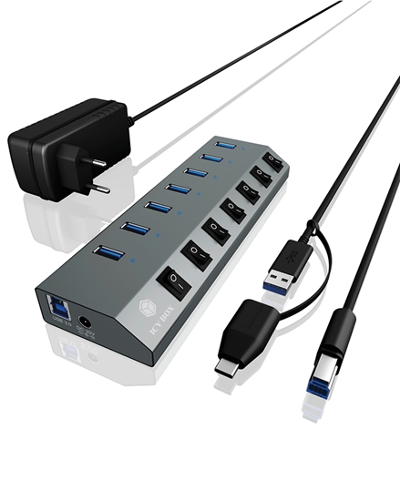 Picture of RaidSonic IB-HUB1701-C3 7 port USB 3.0 Type-A Hub