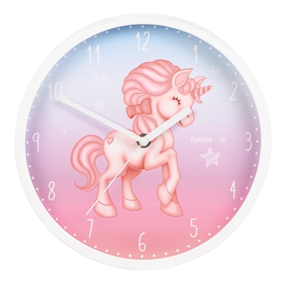 Attēls no Hama Magical Unicorn Quartz clock Round Blue, Pink, White