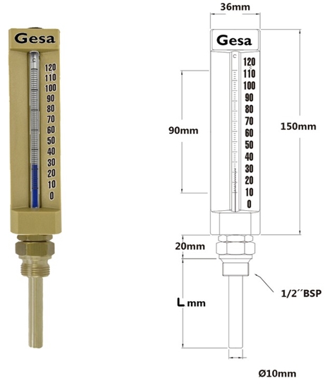 Picture of 0-120oC   L=63x10  Spirta term.A-150  Gesa