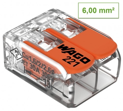 Picture of 2-kontaktu spaile 221-612 1gb. Fine-stranded conductor : 0.14 … 6 mm² / 24 … 12 AWG