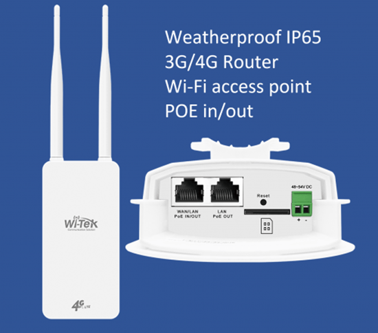 Изображение Ārējais 4G/LTE rūteris ar iebūvētu Wi-Fi moduli, PoE In/Out, IP65