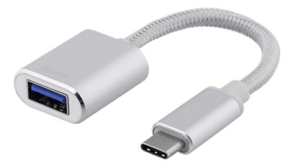 Attēls no Adapteris DELTACO USB-C, USB-A, 0.1m, sidabrinis / USBC-1276