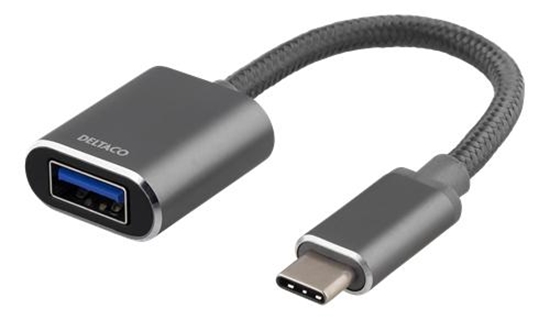 Изображение Adapteris DELTACO USB-C, UAB-A, 11cm, pilkas / USBC-1277