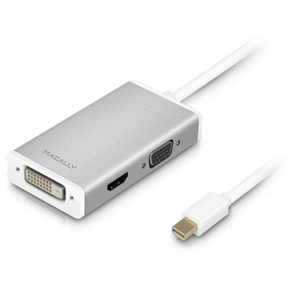 Attēls no Macally MD-3N1-4K video cable adapter 0.165 m Mini DisplayPort DVI + HDMI + VGA White