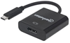 Изображение Manhattan USB-C to DisplayPort 1.2 Cable, 4K@30Hz, 21cm, Male to Female, Black, Lifetime Warranty, Blister