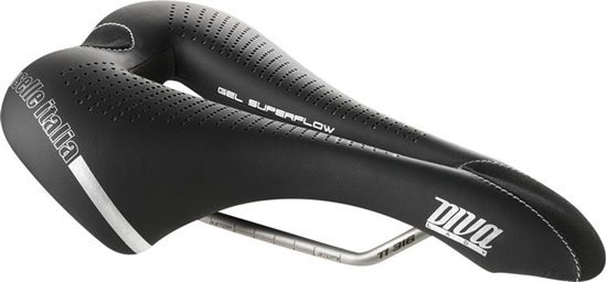 Изображение Selle Italia Siodło SELLE ITALIA DIVA GEL SUPERFLOW S (id match - S3) TI 316 Tube 7, fibra-tek, 275g czarne (NEW)