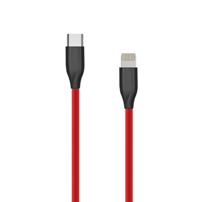 Attēls no Silicone Cable USB Type C- Lightning, 2m (red)