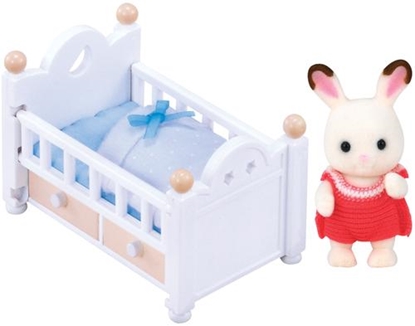 Attēls no Sylvanian Families Chocolate Rabbit Baby Set (Baby Bed)