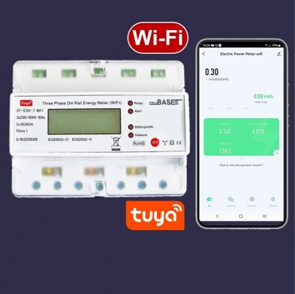Attēls no Wi-Fi trīsfāžu elektroenerģijas skaitītājs iOS, Android | Iesl./Izsl. Relejs | 3x230/400V, 80A