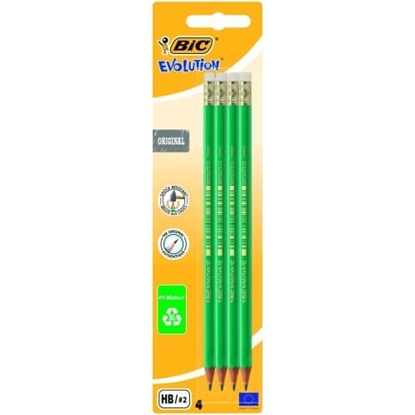 Picture of BIC pencils EVOLUTION ORIGINAL with eraser, HB, Set 4 pcs. 049012