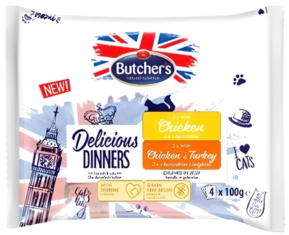 Picture of BUTCHER'S Delicious Dinners Chicken, Chicken with turkey - wet cat food - 4 x 100g