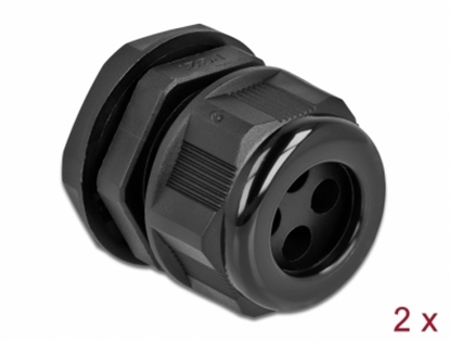 Attēls no Delock Cable Gland PG21 for round cable with four cable entries black 2 pieces