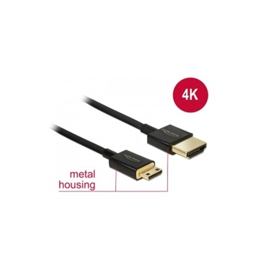 Picture of Delock Cable High Speed HDMI with Ethernet - HDMI-A male - HDMI Mini-C male 3D 4K 4.5m Slim Premium