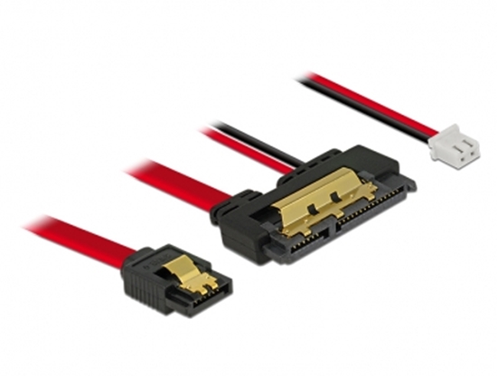 Picture of Delock Cable SATA 6 Gb/s 7 pin receptacle + 2 pin power female > SATA 22 pin receptacle straight (5 V) metal 10 cm