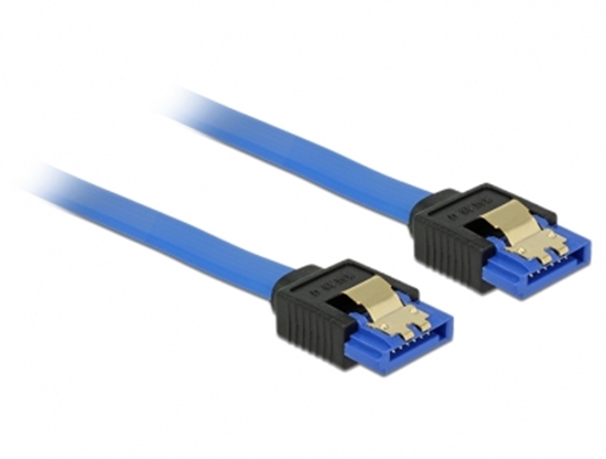 Picture of Delock Cable SATA 6 Gb/s receptacle straight > SATA receptacle straight 10 cm blue with gold clips