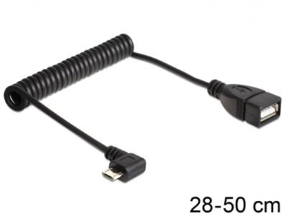 Изображение Delock Cable USB micro-B male angled  USB 2.0-A female OTG coiled cable
